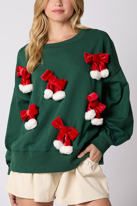 R&B | Weihnachts Schleife Verziert Lässiges Langärmeliges Sweatshirt