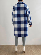 R&B | kariert Jacke mit plüschigem Kragen und Knöpfen