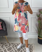 R&B | Lässiges Longtop mit Farbenfrohem Blumenprint