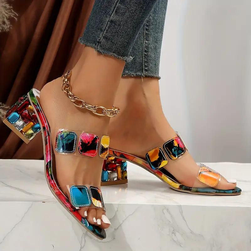 Bunte Sandalen mit Doppelriemen R&B
