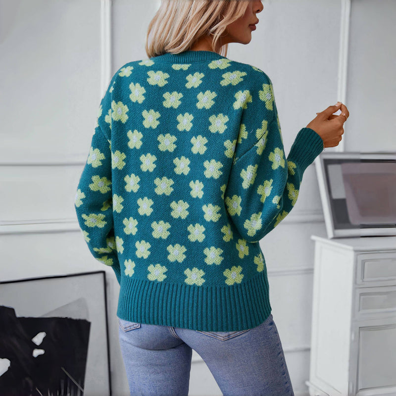 R&B | Strickpullover mit Blumenmuster