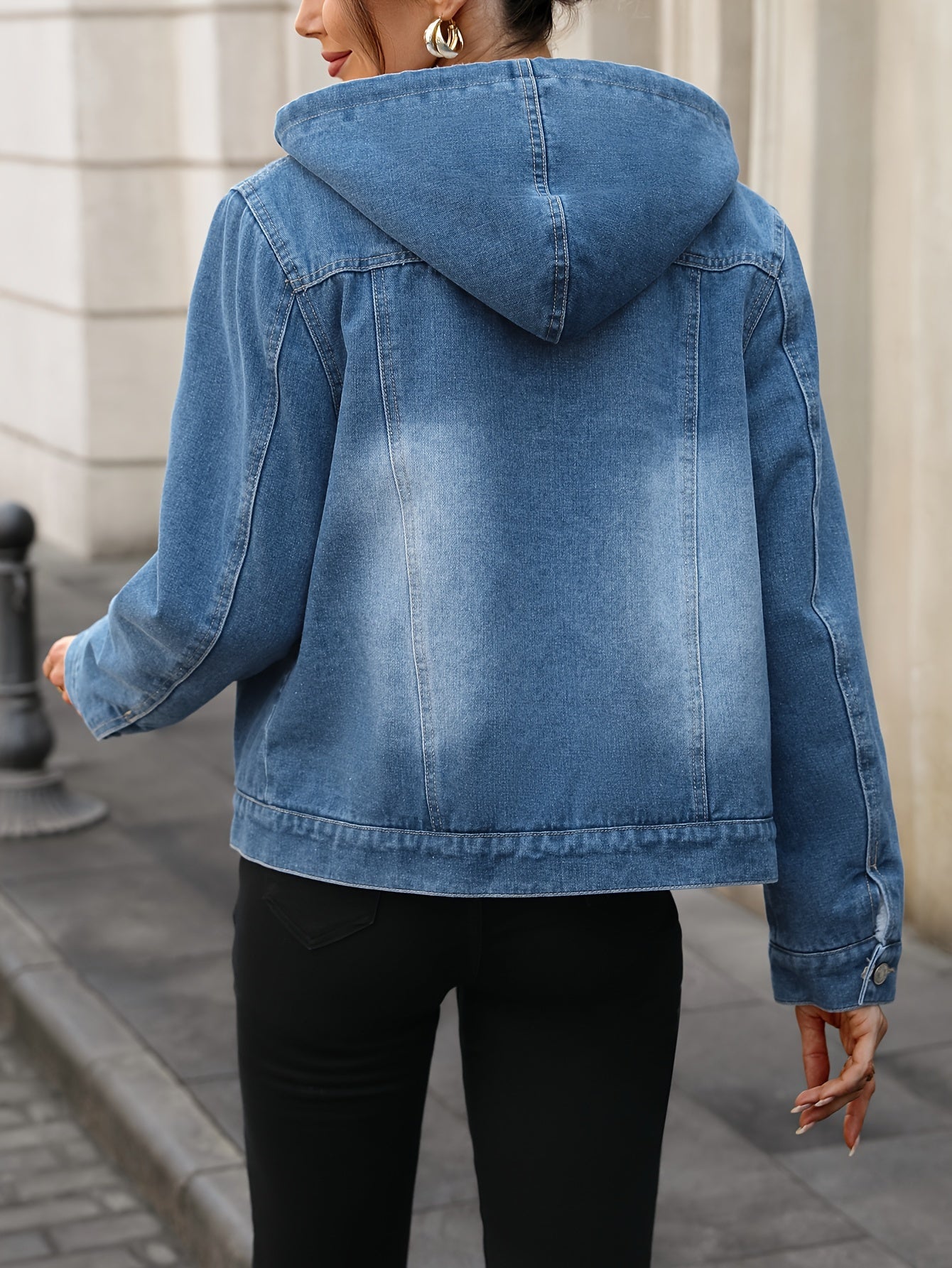 R&B | Denimjacke mit Sherpa-futter und Kapuze Baumwolle/polyester Warm und Modern