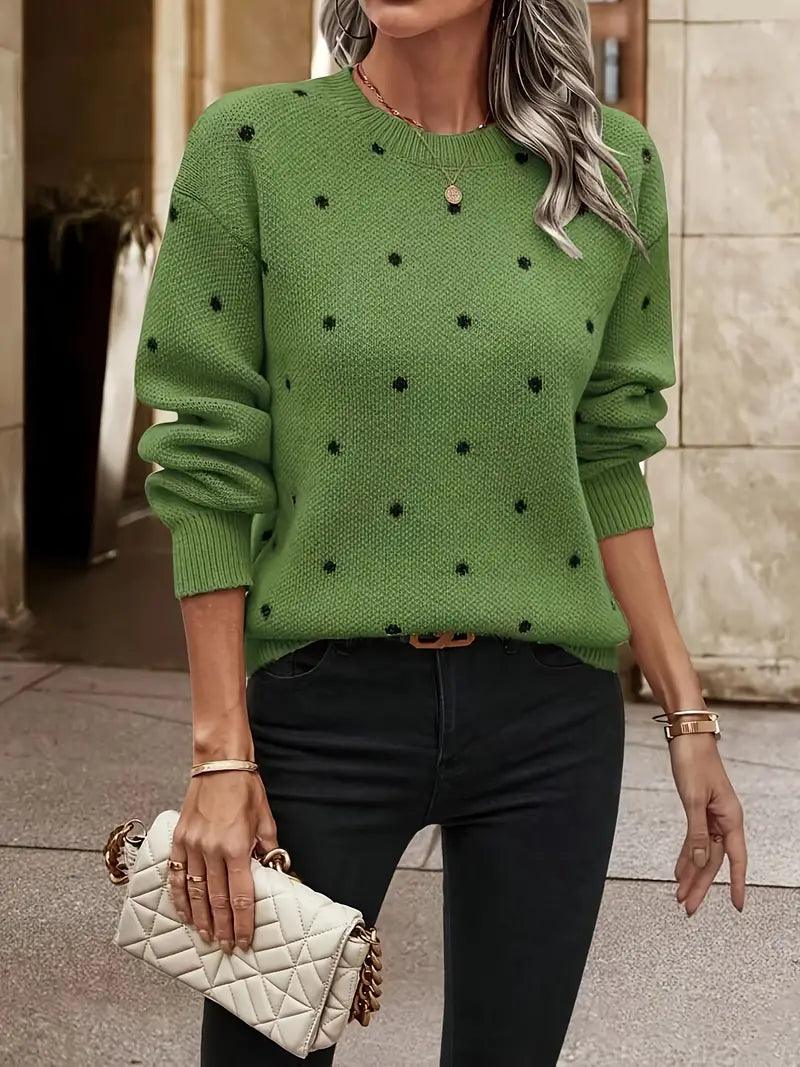 R&B | langärmliger poker-dot-pullover