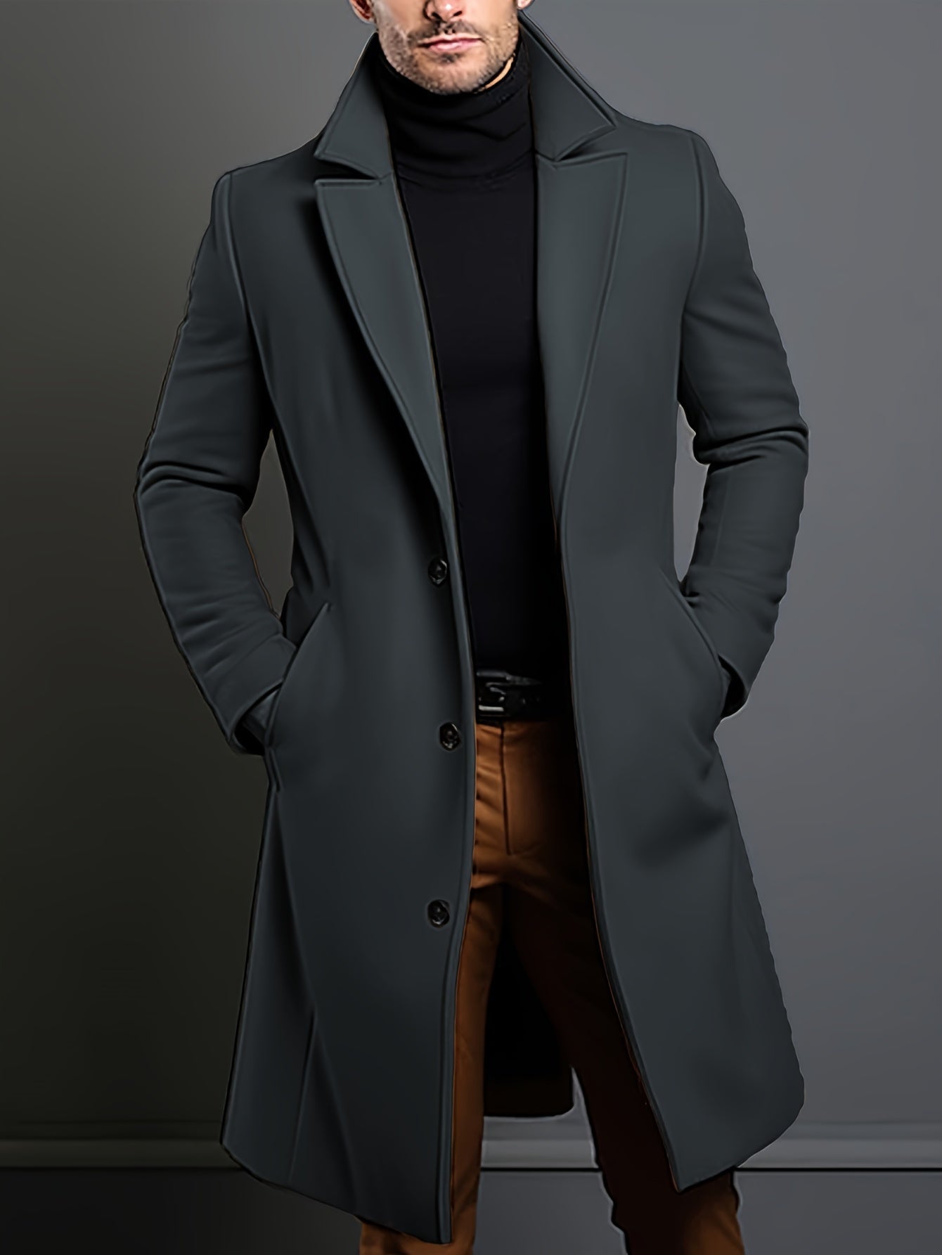 R&B | Elegante Lange Jacke Polyester und Wolle Klassisch und Warm