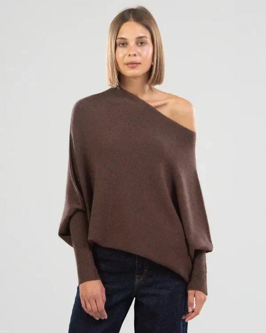 R&B | Sweatshirt - Asymmetrisch Drapierter Off-Shoulder Pullover