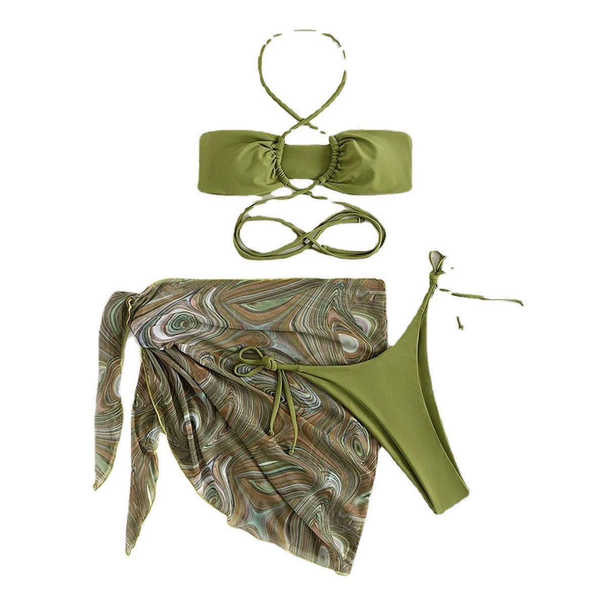 R&B | Dreiteiliges Mesh-Bikini-Set