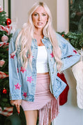 R&B | Star Pailletten Knopfverschluss Denimjacke