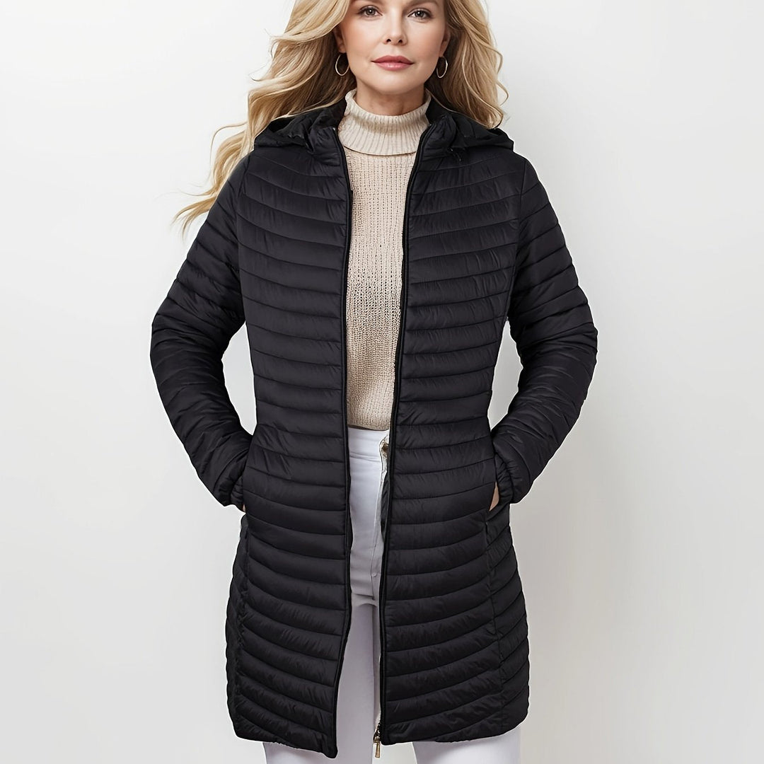 R&B | Lässige Steppjacke mit Kapuze und Reißverschluss Auf Der Vorderseite