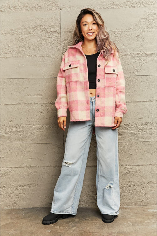 R&B | Karierte Kragenknopf Jacke