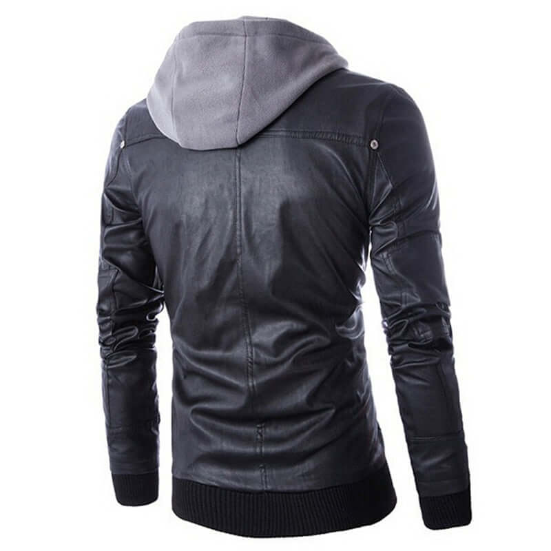 R&B | Herren vielseitige Kunstlederjacke mit Kapuze