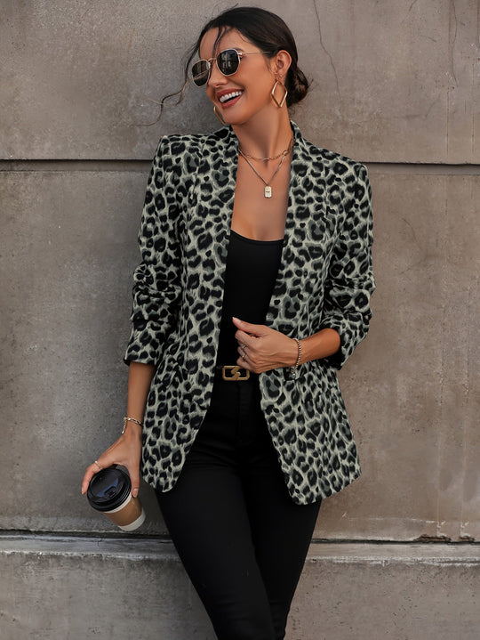 R&B | Eleganter Business Langblazer mit Leopardenmuster für alle Jahreszeiten