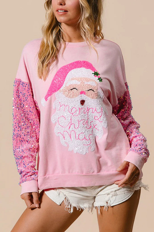 R&B | Weihnachten Lässig Locker Rundhals Pailletten Ärmel Sweatshirt