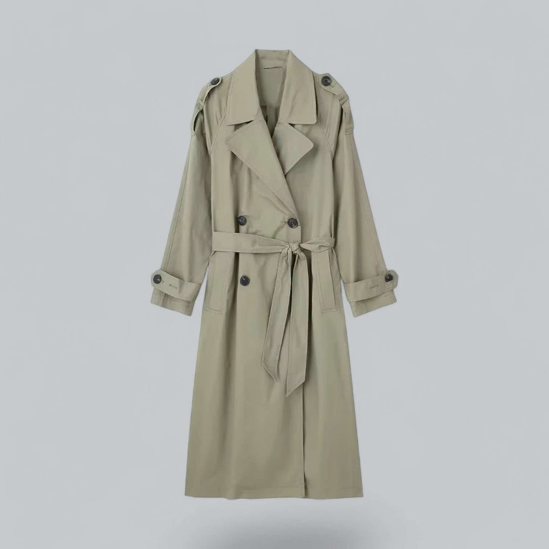 R&B | Eleganter doppelt gefütterter Damen-Trenchcoat mit Gürtel