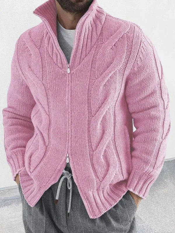 R&B | Reißverschluss Herren Strickjacke Rollkragenpullover