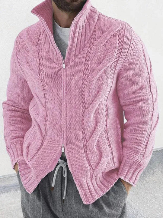 R&B | Reißverschluss Herren Strickjacke Rollkragenpullover