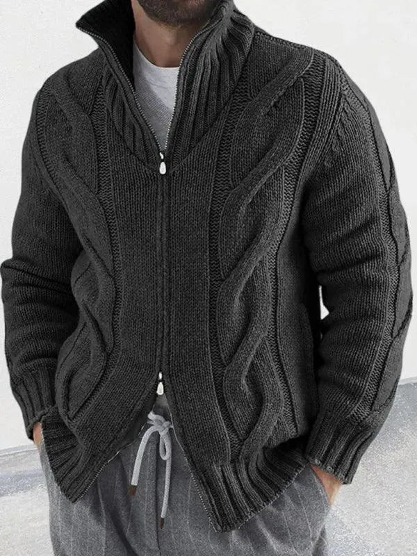 R&B | Reißverschluss Herren Strickjacke Rollkragenpullover