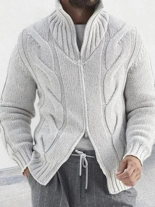 R&B | Reißverschluss Herren Strickjacke Rollkragenpullover