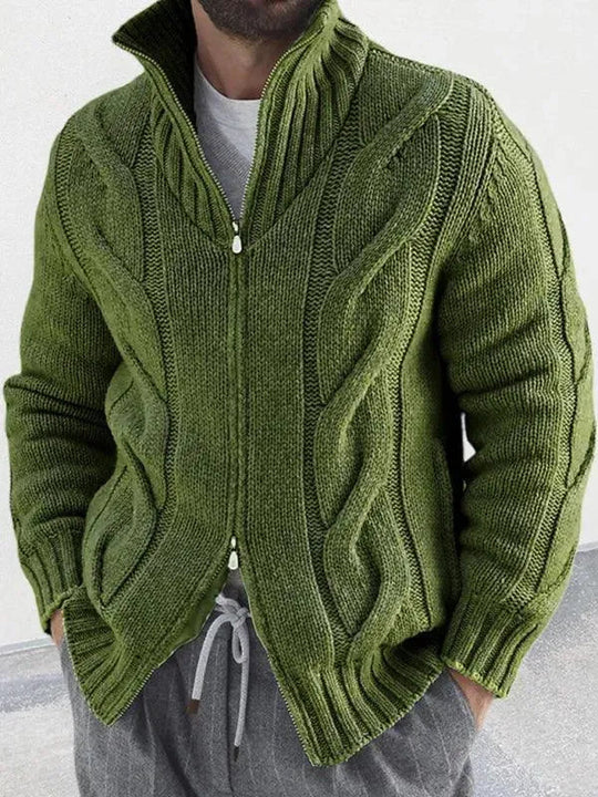 R&B | Reißverschluss Herren Strickjacke Rollkragenpullover
