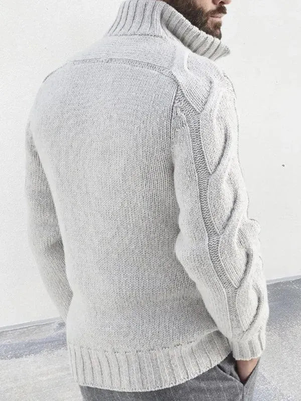 R&B | Reißverschluss Herren Strickjacke Rollkragenpullover