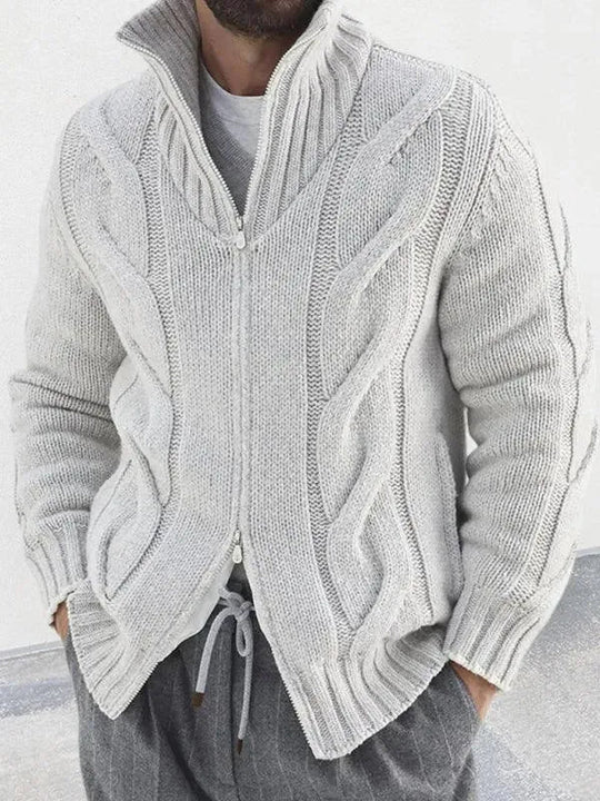R&B | Reißverschluss Herren Strickjacke Rollkragenpullover