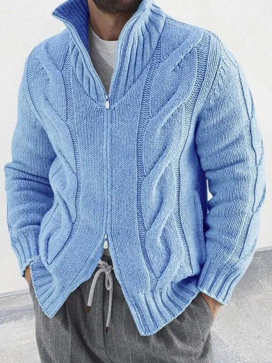R&B | Reißverschluss Herren Strickjacke Rollkragenpullover