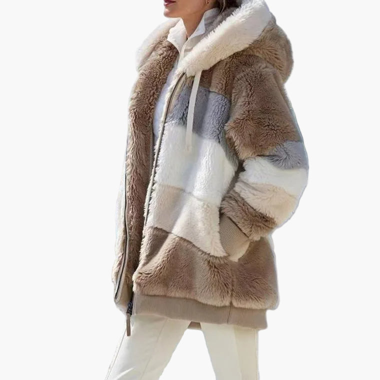 R&B | Winter Kapuzenjacke Im Streifen-Design - Modische Freizeitjacke für Kalte Tage