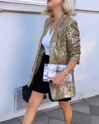 Goldene Glitzerjacke mit Glitzer