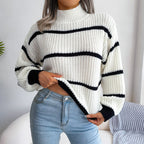 R&B | Lässiger Gerippter Rollkragenpullover