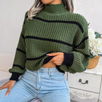 R&B | Lässiger Gerippter Rollkragenpullover