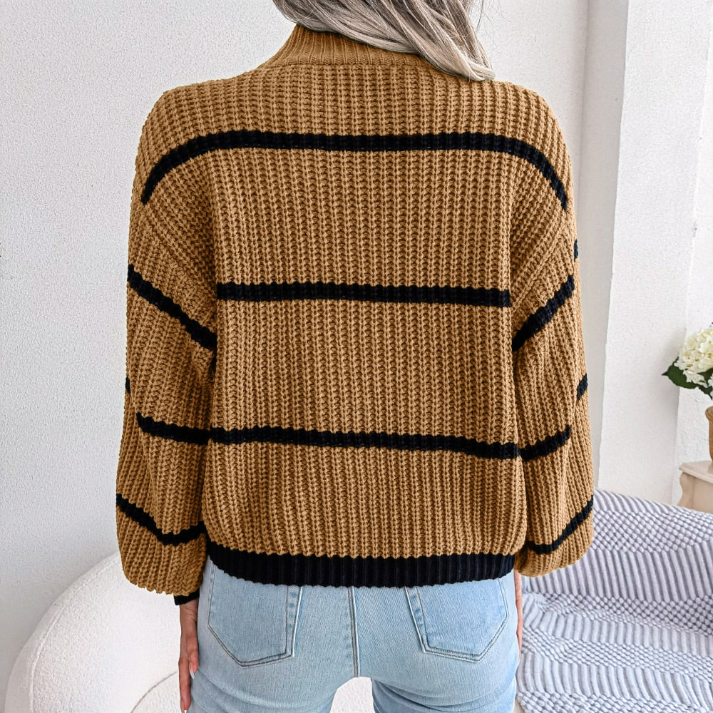 R&B | Lässiger Gerippter Rollkragenpullover