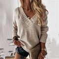 R&B | Lässiger V-Ausschnitt Strickpullover