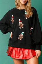 R&B | Weihnachts LR&Bkuchenmann Pailletten Langarm Sweatshirt