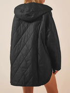 R&B | Puffer schwarze und beige Winterjacke für Damen - warm und oversized