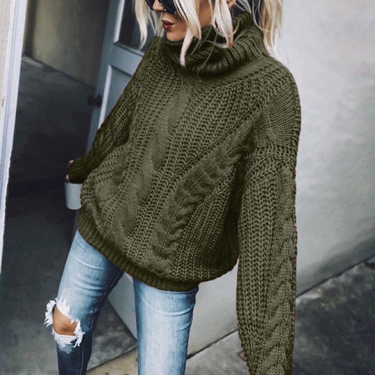 R&B | Chunky Strickpullover mit Rollkragen Weich und Warm Kabelstrick
