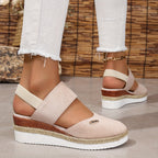 R&B | Damen Sandalen Auf Plattform: Rutschfest, Geschlossene Zehe, Elastischer Riemen