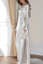 R&B | Pearl Eden Satin Rückwärtig Offene Cowl Neck Gown Maxi Kleid