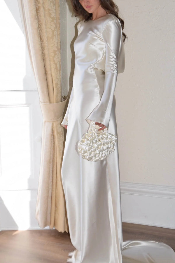 R&B | Pearl Eden Satin Rückwärtig Offene Cowl Neck Gown Maxi Kleid