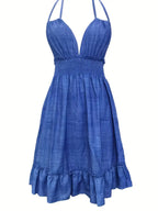 R&B | Tiefes V-Seil-Sling-Neckholder-Kleid