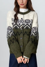 R&B | Retro Nordic Weihnachten Schneeflocke Jacquard Strickjacke