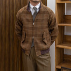 R&B | Slim-Fit karierter Mantel mit Stehkragen