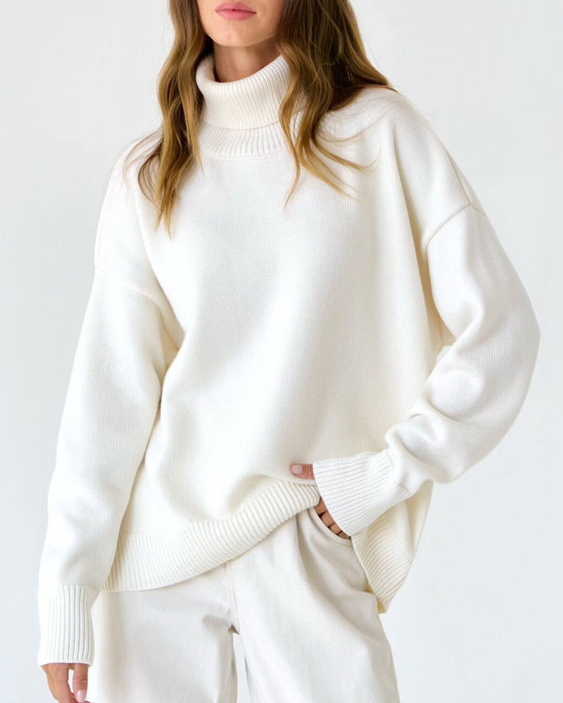 R&B | Eleganter Oversized Damen Rollkragenpullover Aus Baumwolle