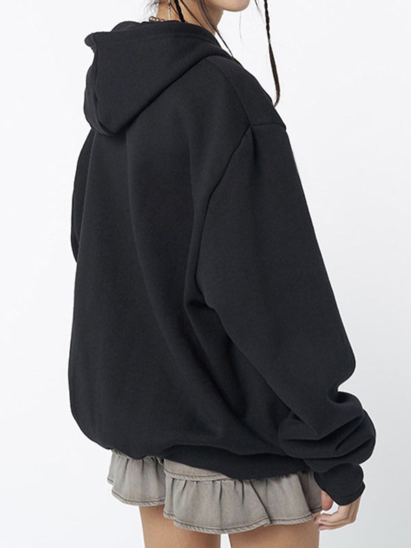 R&B | Schwarze Oversized Hoodie mit Skelettdruck