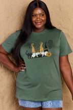 R&B | Simply Love Große Halloween-Themen Grafik Baumwoll-T-Shirt