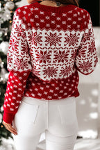 R&B | Weihnachtsmuster Gestrickter Rundhalsausschnitt Langarmpullover