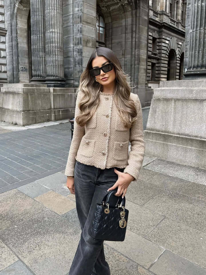 R&B | Tweed Cropped Jacke mit Taschen
