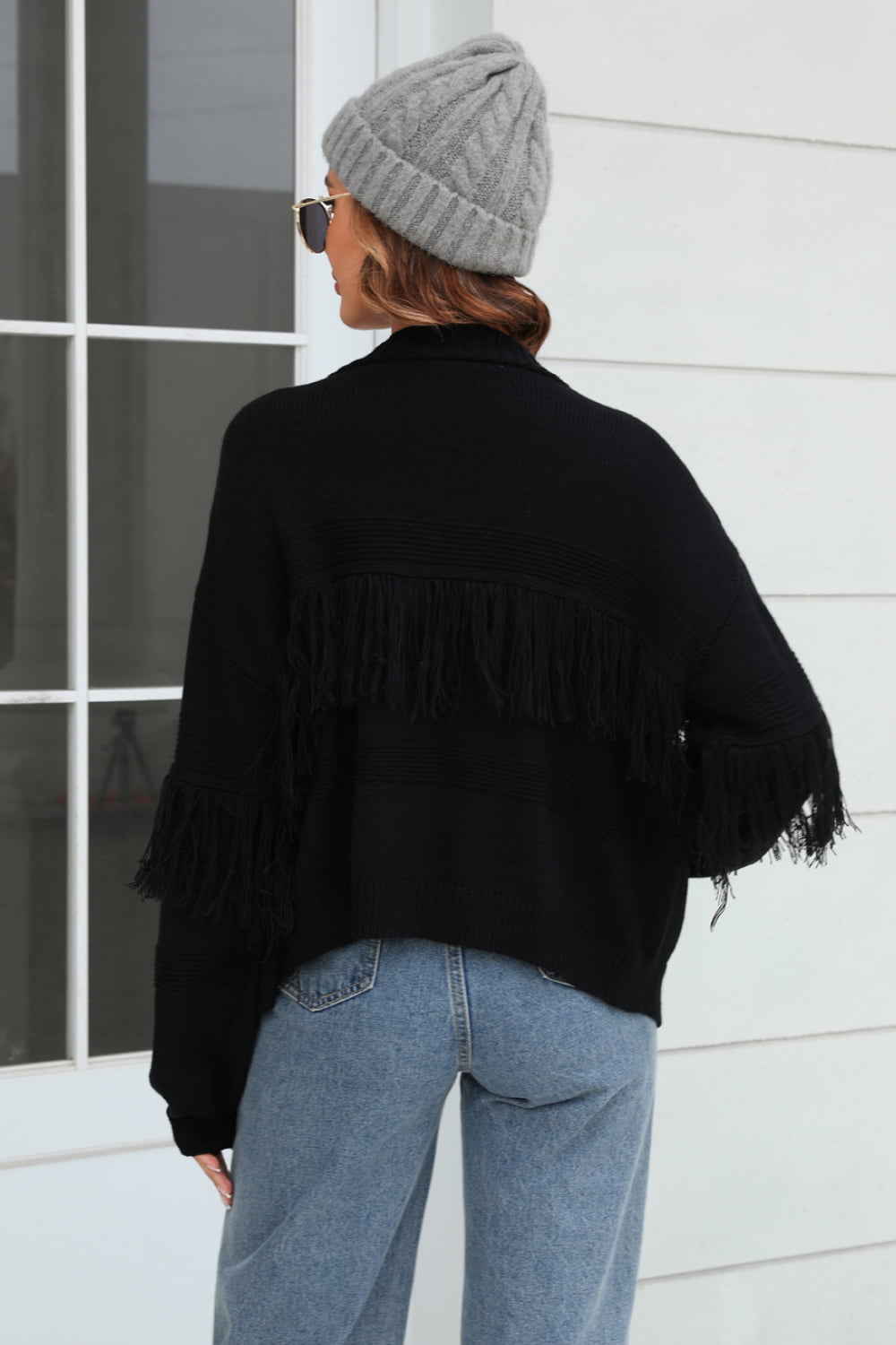 R&B | Fransenbesatz Offene Vorder-Cardigan