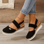 R&B | Damen Sandalen Auf Plattform: Rutschfest, Geschlossene Zehe, Elastischer Riemen