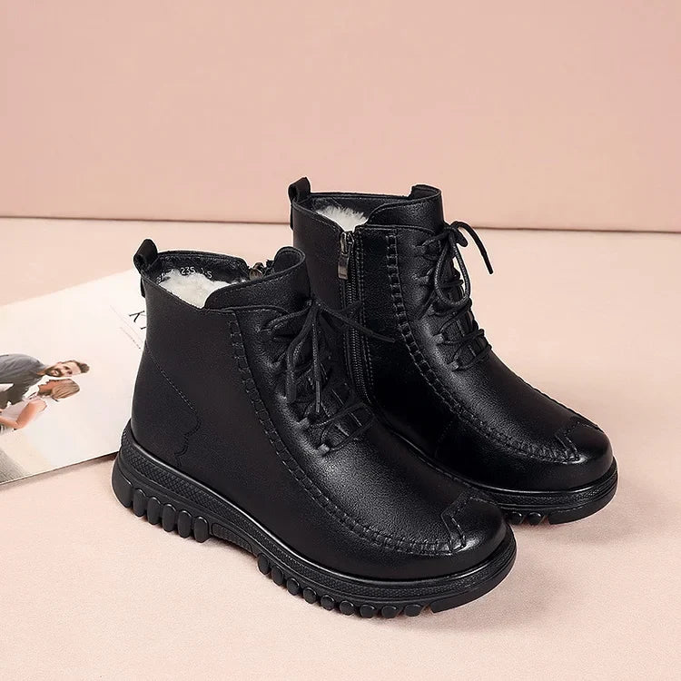 R&B | Damen Warme Leder Martin Stiefel