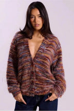 R&B | Gemütlicher Vintage Gestreifter Cardigan mit V-Ausschnitt