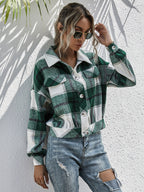 R&B | Karo Gefallen Schulter Shirtjacke